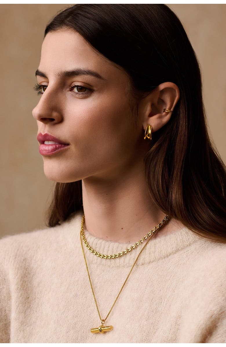 Katie Loxton Molten Luxe Waterproof Gold Hoop Earrings, Alternate, color, Gold