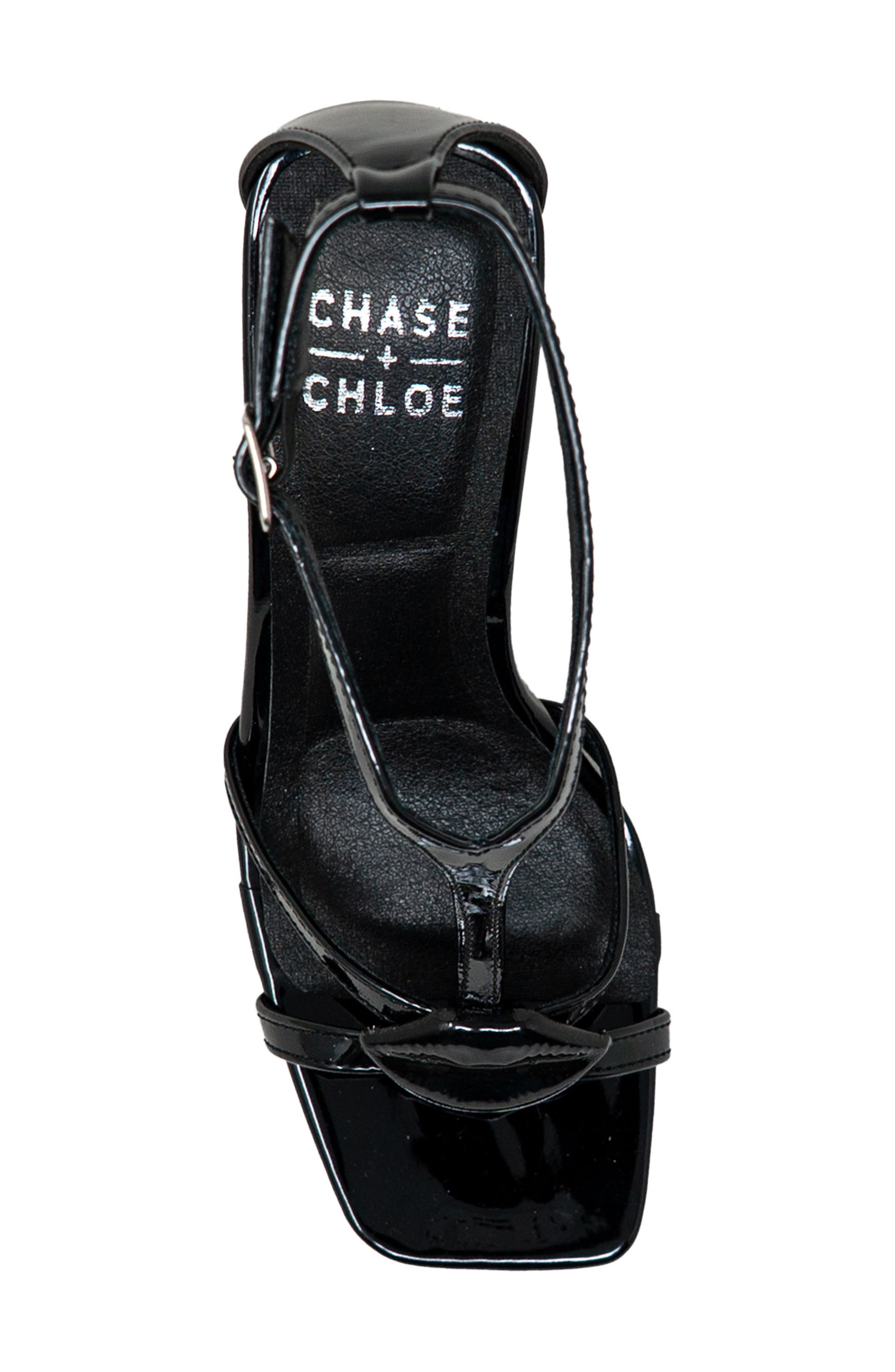 CHASE AND CHLOE Ankle Strap Stiletto Sandal, Alternate, color, Black Patent