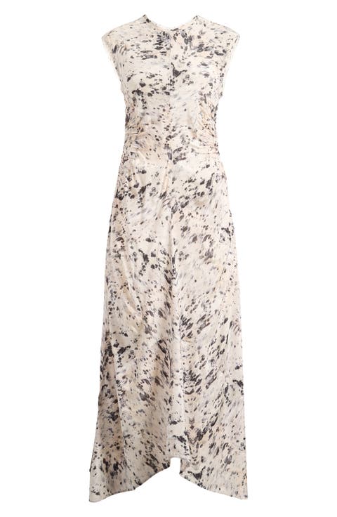 Noor Abstract Print Ruched Dress