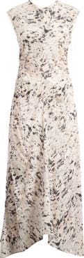 AllSaints Noor Abstract Print Ruched Dress