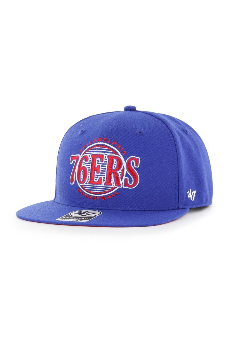 '47 Men's '47 Royal Philadelphia 76ers High Post Captain Snapback Hat, Alternate, color, Royal