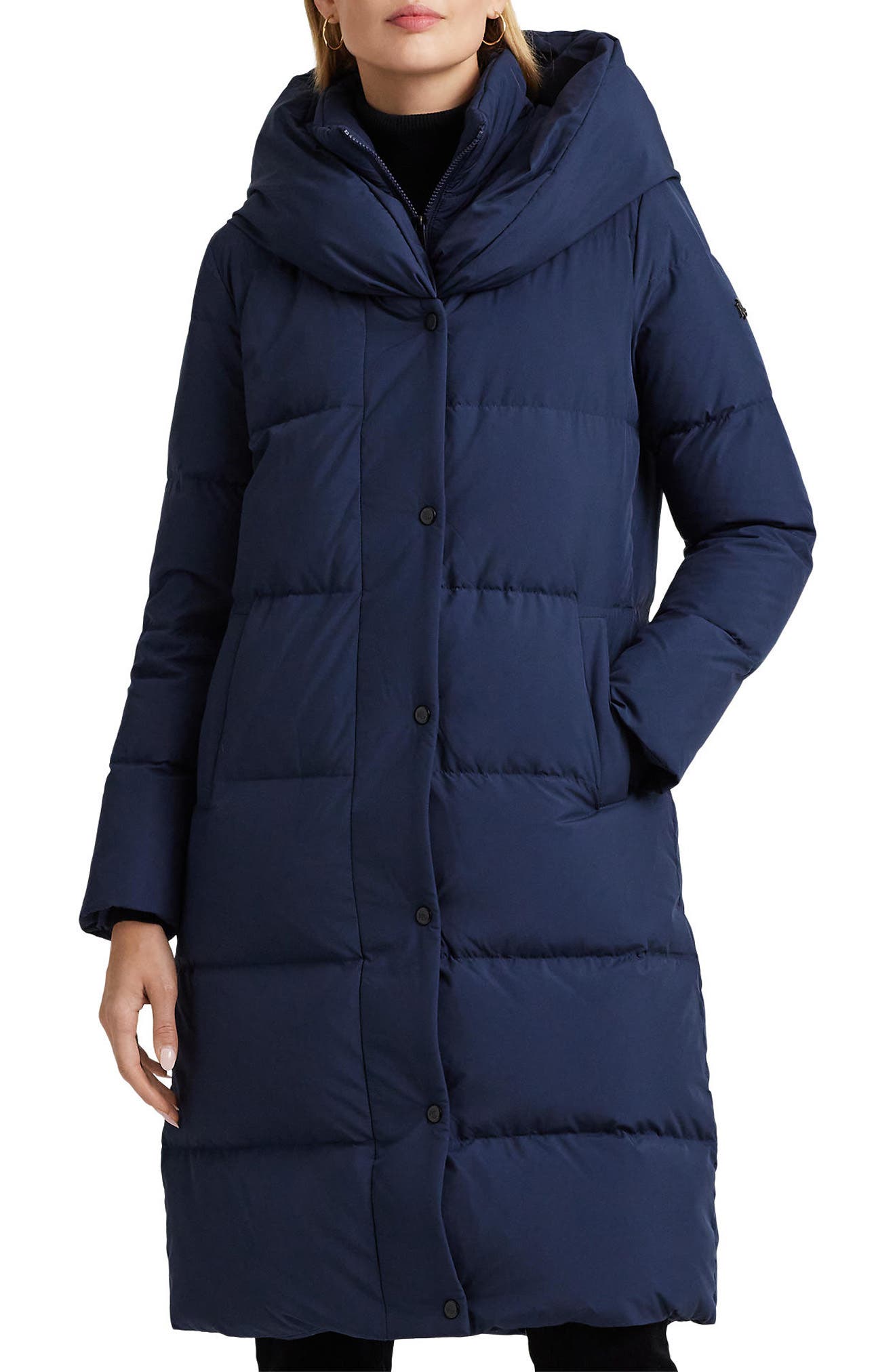 Lauren Ralph Lauren Pillow Hood Longline Down \u0026 Feather Jacket | Nordstrom