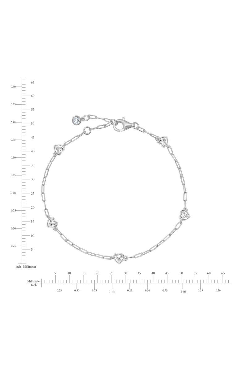 Crislu Valentine Cubic Zirconia Heart Station Bracelet, Alternate, color, Pure Platinum / Clear Stone