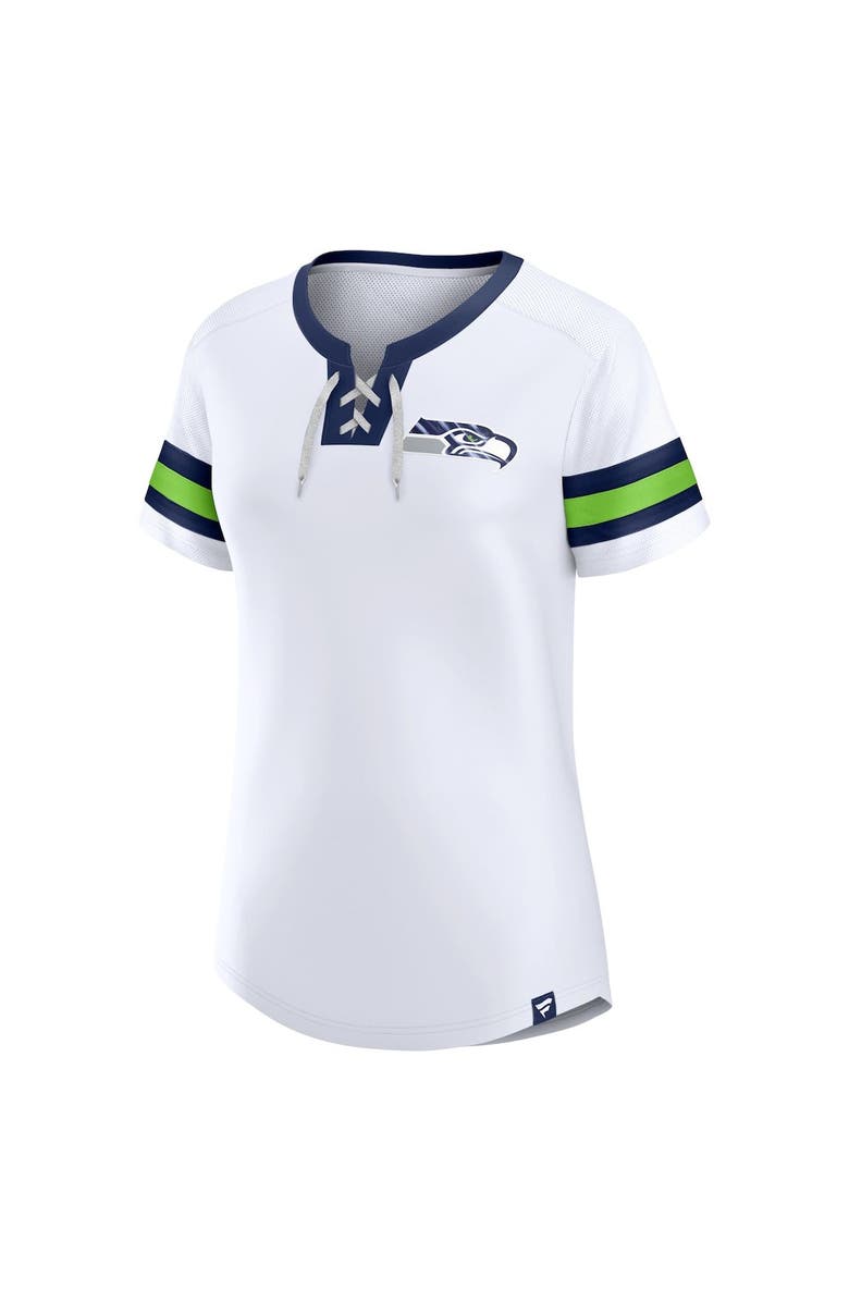 FANATICS Women's Fanatics Branded White Seattle Seahawks Sunday Best Lace-Up T-Shirt, Alternate, color, White