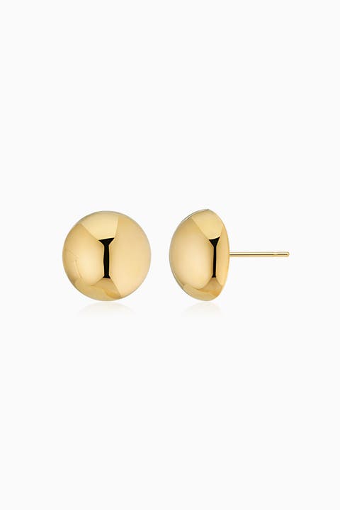 14K Yellow Gold Buttoned Up Large Studs