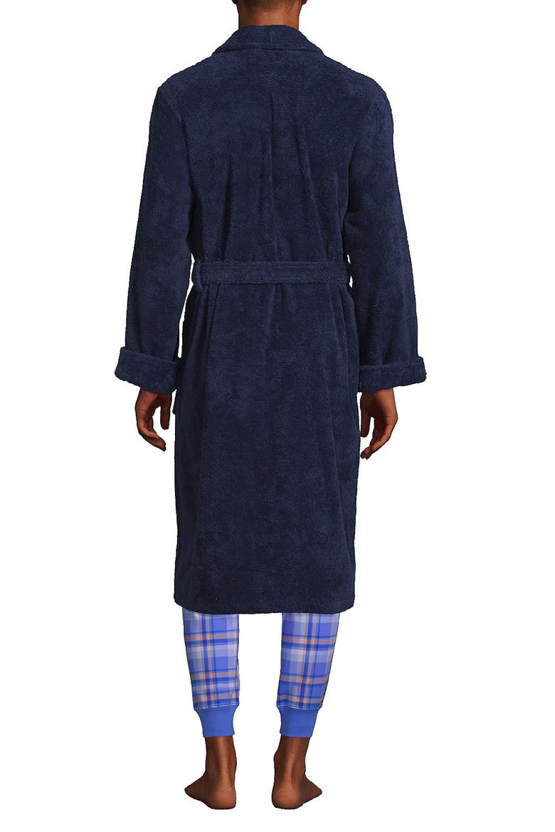 Calf Length Turkish Terry Robe, Alternate, color, Radiant Navy