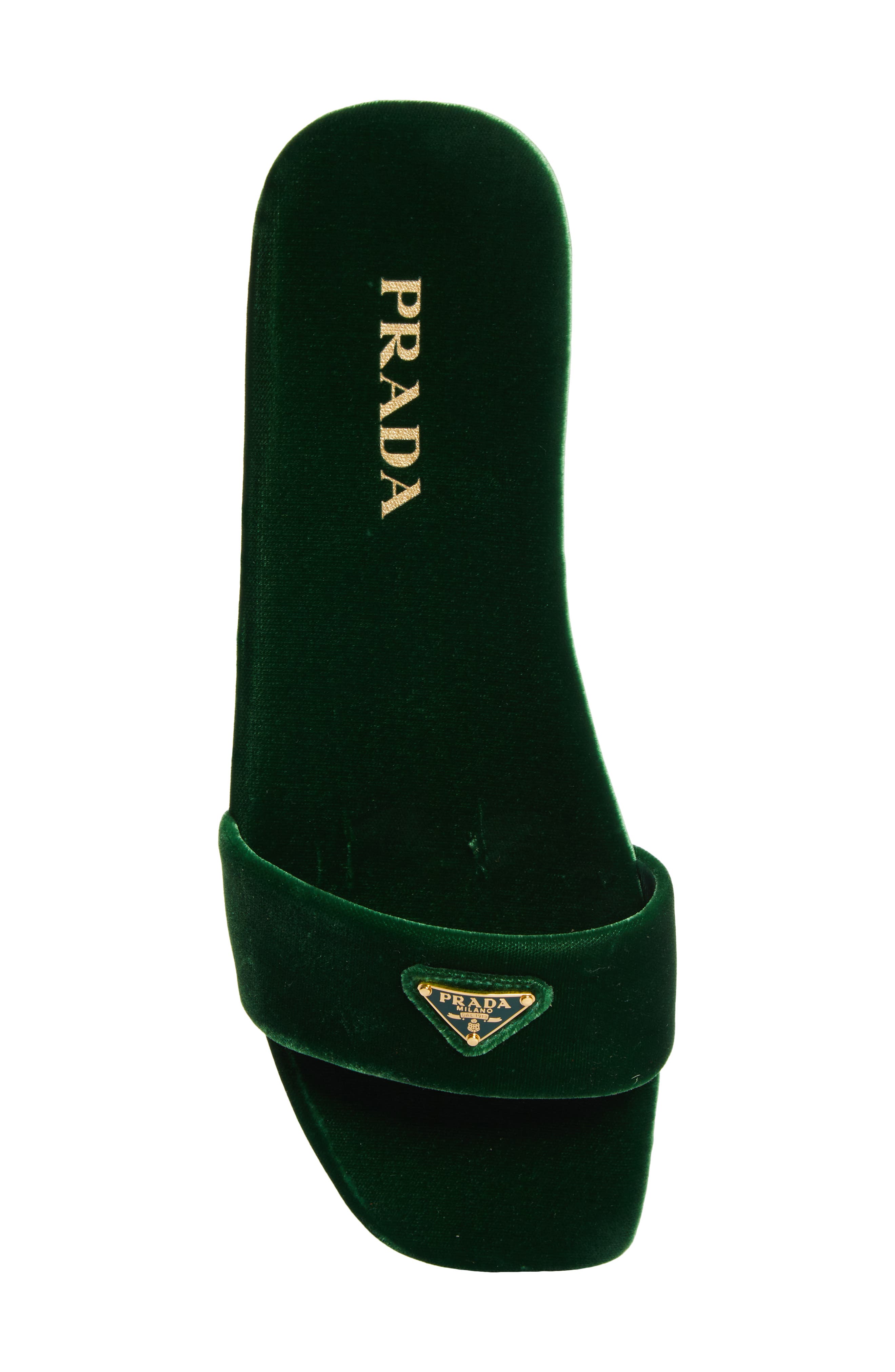 Prada Logo Velvet Slide Sandal, Alternate, color, 