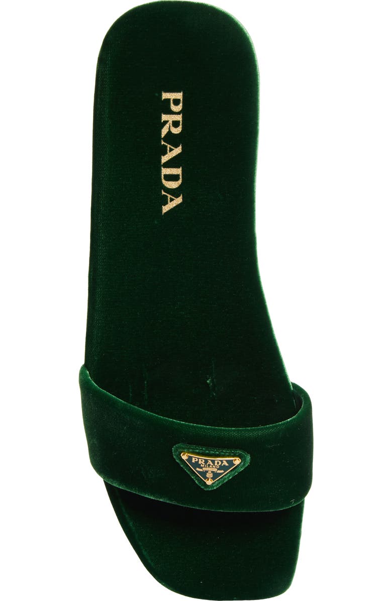Prada Logo Velvet Slide Sandal, Alternate, color,