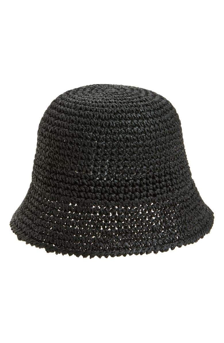 BP. Crochet Stitch Straw Bucket Hat, Main, color,