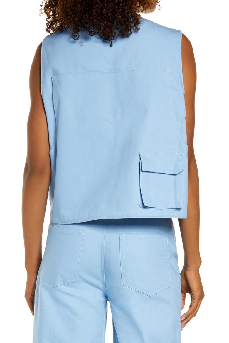 Oversize Canvas Utility Vest, Alternate, color, SKY