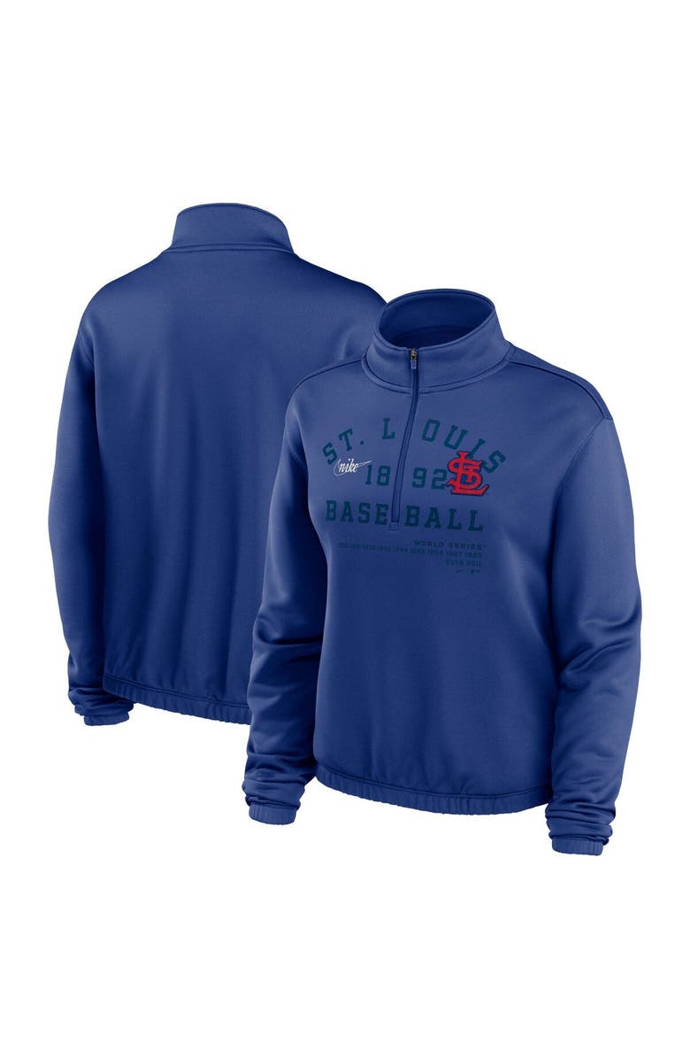 Nike Women's Nike Royal St. Louis Cardinals Rewind Splice Half-Zip Semi-Cropped Bubble Hem Sweatshirt, Main, color, Royal