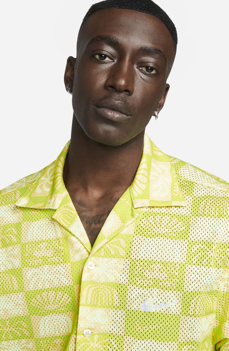 Nike Spring Break Standard Fit Mesh Short Sleeve Button-Up Camp Shirt, Alternate, color,