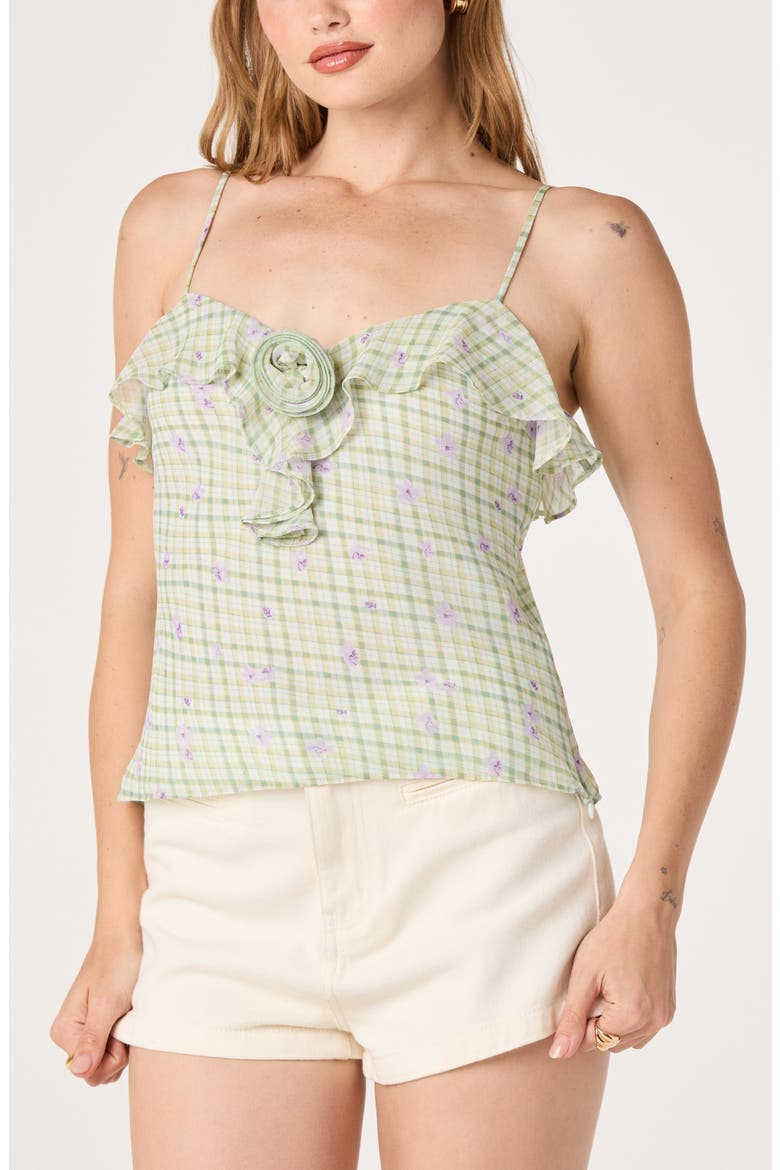 Gianna Ruffle Camisole, Main, color, MINT FLORAL GINGHAM