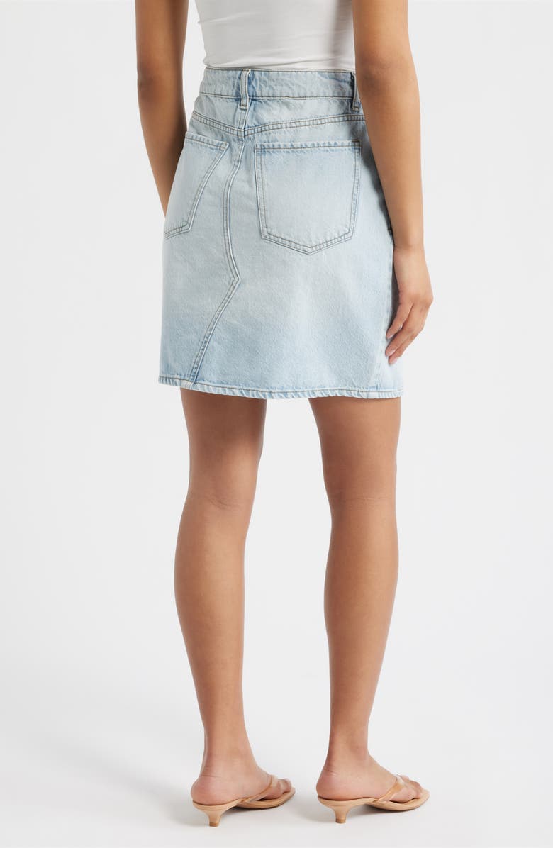 ICHI Ruffle Pocket Denim Miniskirt, Alternate, color, Light Blue Bleached
