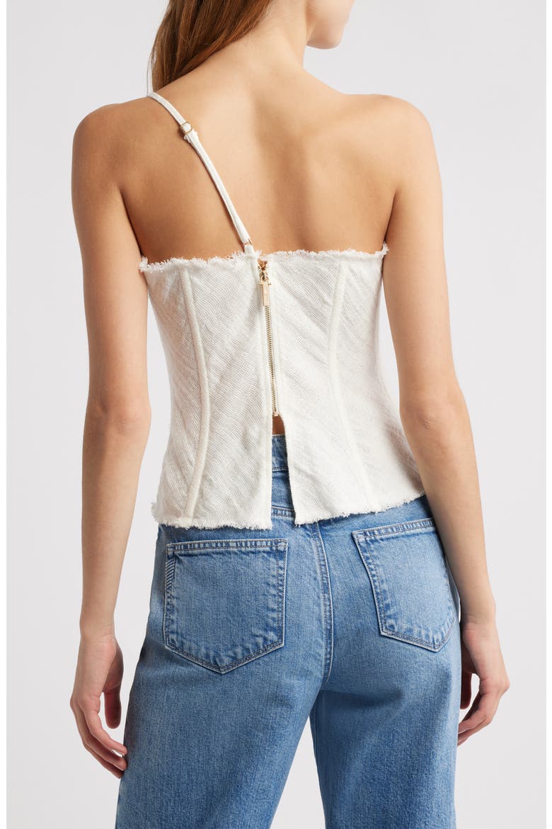 Namid Floral Appliqué One-Shoulder Linen Blend Top, Alternate, color, WHITE