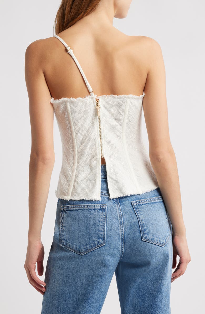 Cult Gaia Namid Floral Appliqué One-Shoulder Linen Blend Top, Alternate, color, White