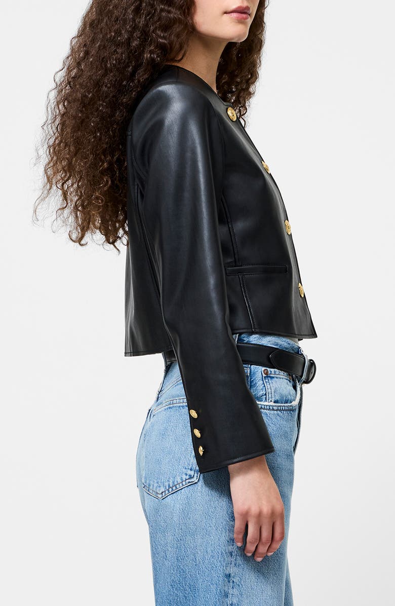 French Connection Dessa Crop Faux Leather Jacket, Alternate, color, Black