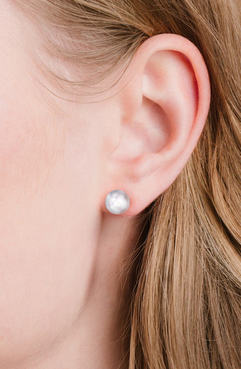 Crislu Faux Pearl Stud Earrings, Alternate, color, Pure Platinum/ Clear Stone