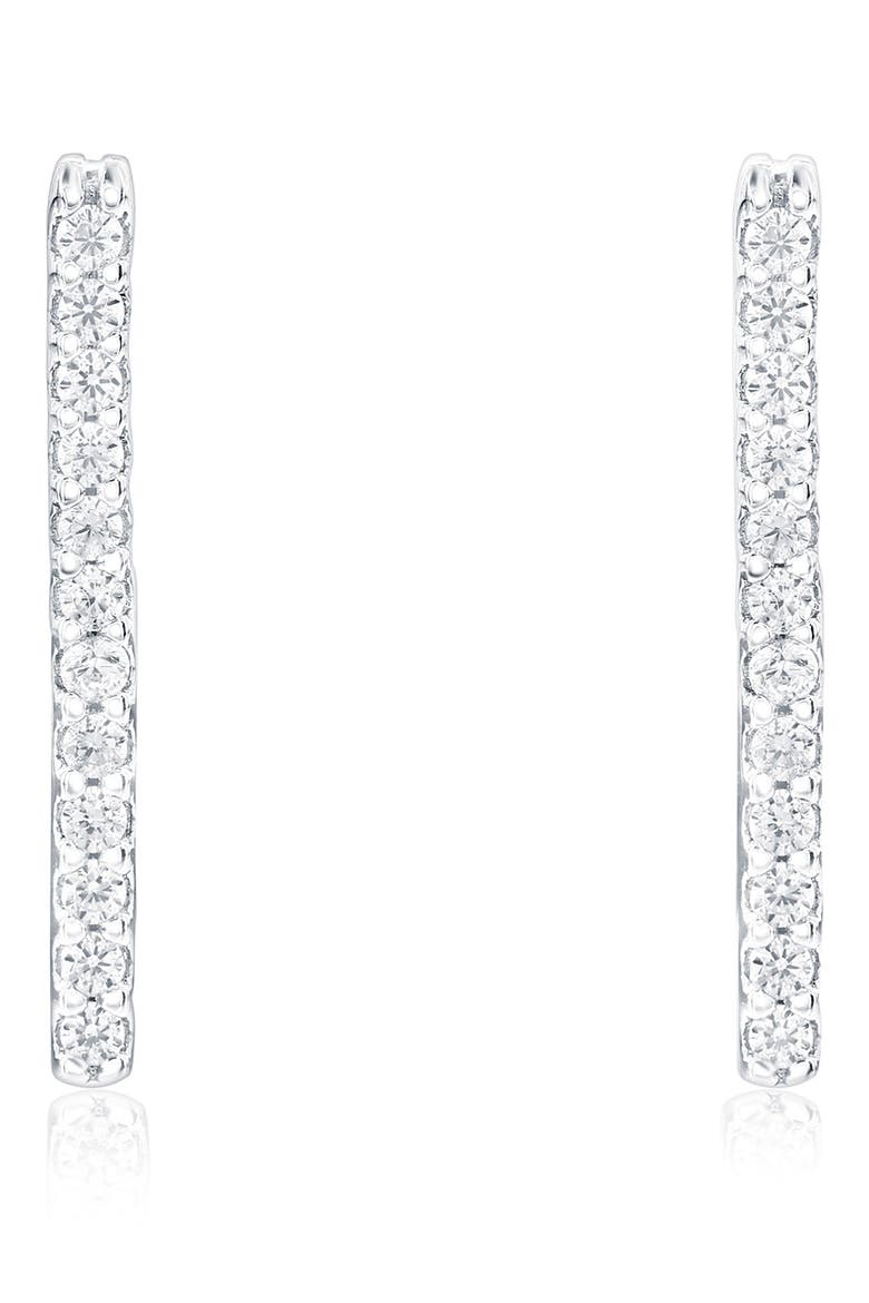 Cubic Zirconia Square Hoop Earrings, Alternate, color, WHITE