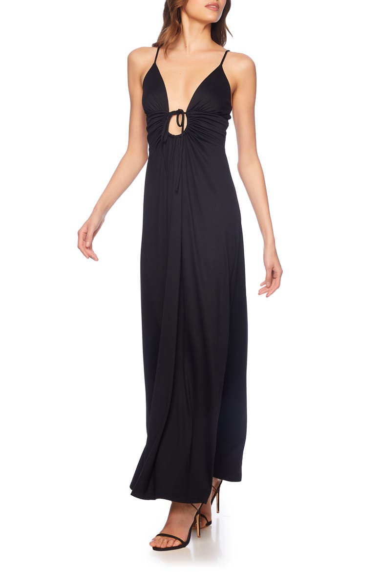 Circle Cutout Maxi Dress, Alternate, color, BLACK