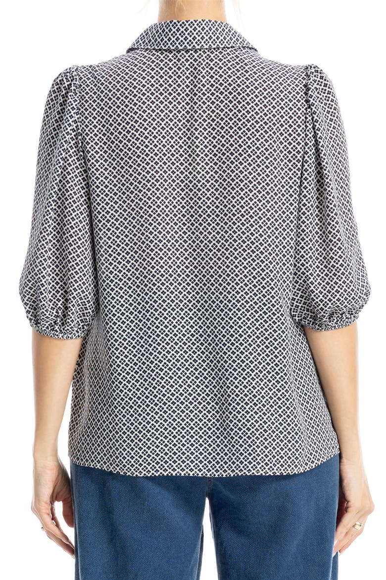 Elbow Sleeve Top, Alternate, color, BLACK DAISY DIAMOND/ IVORY