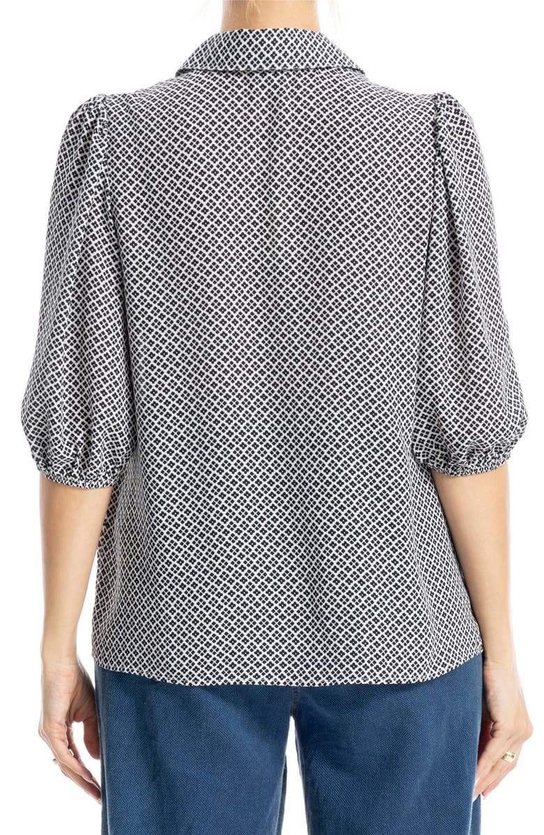 MAX STUDIO Elbow Sleeve Top, Alternate, color, Black Daisy Diamond/ Ivory