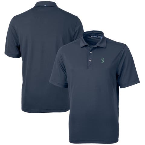 Men's Cutter & Buck  Navy Seattle Mariners Virtue Eco Pique Recycled Polo