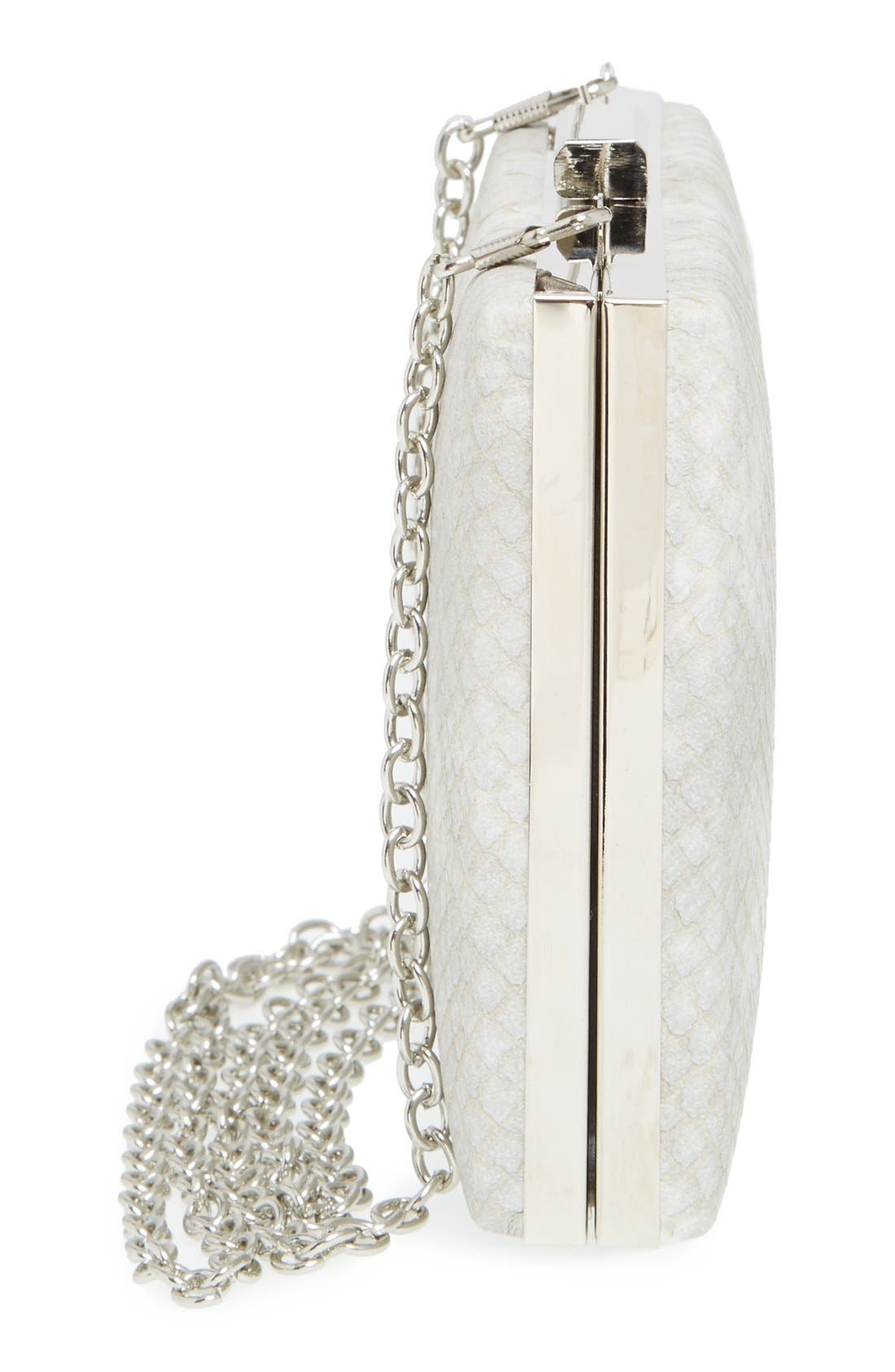 Snake Embossed Box Clutch, Alternate, color, GREY