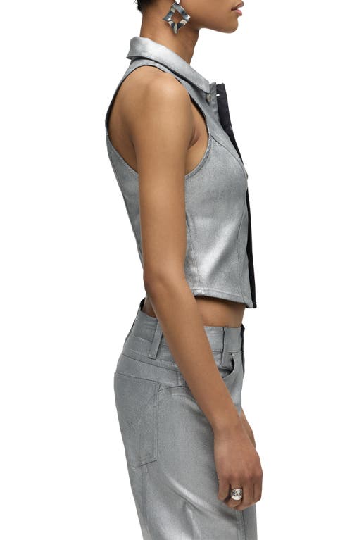 Hudson Jeans Metallic Halter Vest In Gray