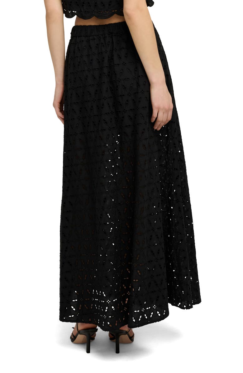 Favorite Daughter The Pretty Please Eyelet Embroidered Cotton Maxi Skirt, Alternate, color, Black