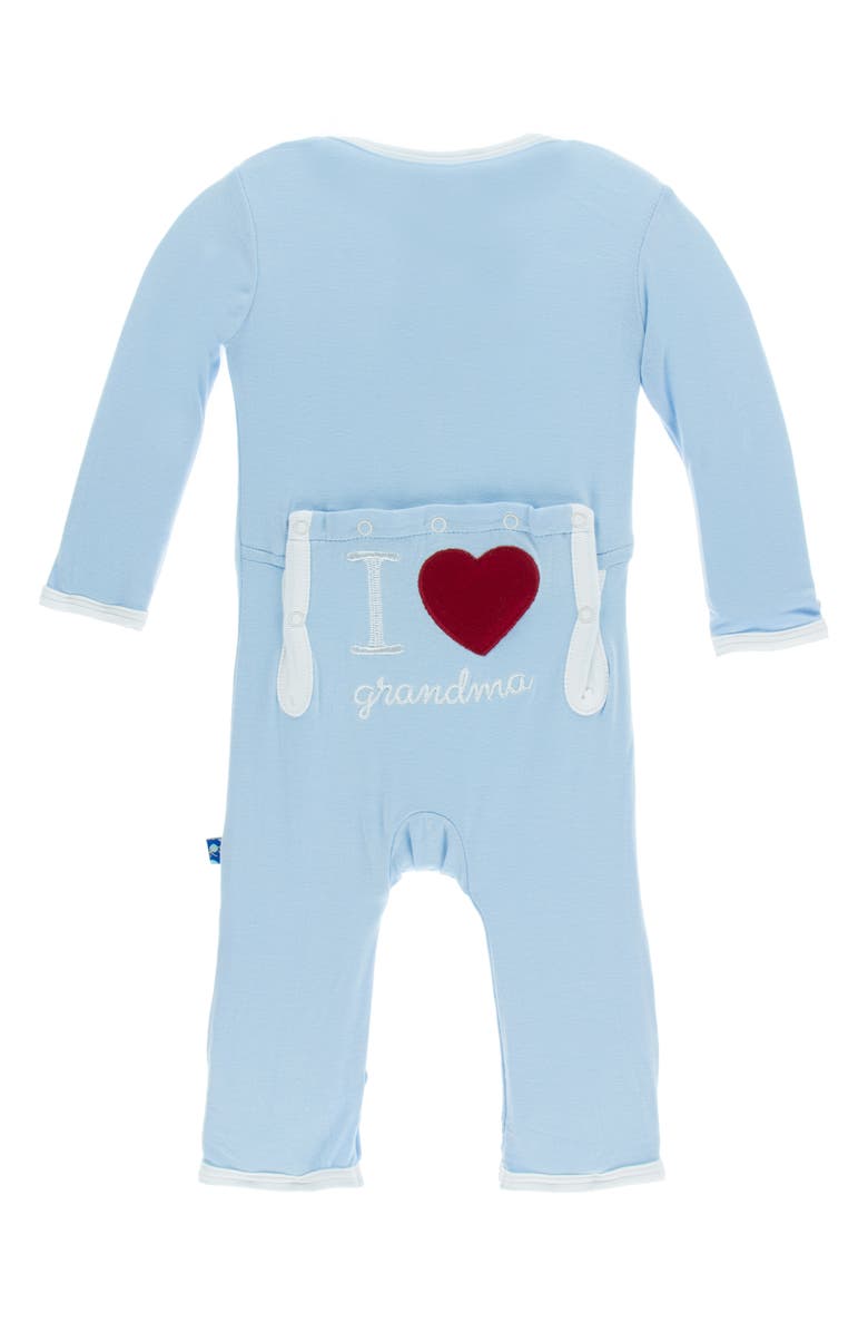 KicKee Pants I Heart Appliqué Zip Romper, Main, color, Pond I Love Grandma