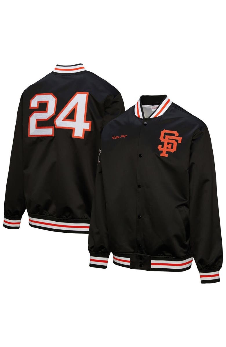 Mitchell & Ness Men's Mitchell & Ness Willie Mays Black San Francisco Giants Legends Collection Vintage Satin Full-Snap Jacket, Main, color, Black