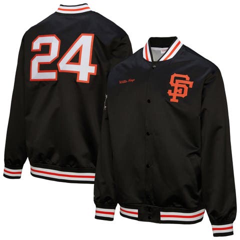 Men's Mitchell & Ness Willie Mays Black San Francisco Giants Legends Collection Vintage Satin Full-Snap Jacket