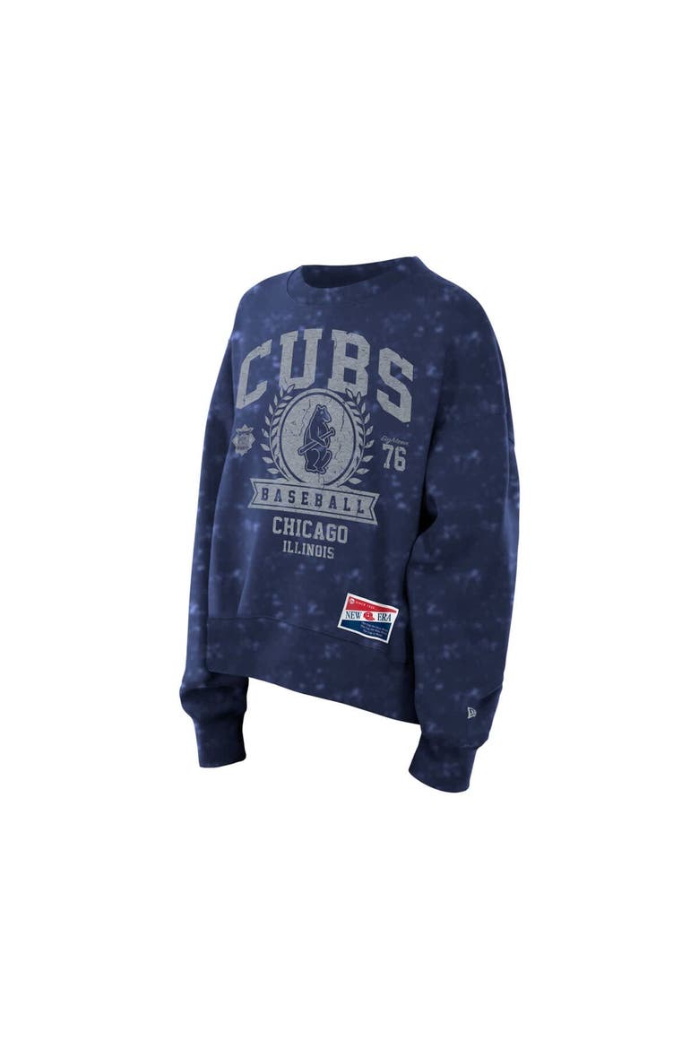 Women's New Era  Royal Chicago Cubs Throwback Oversized Boxy Sweatshirt, Alternate, color, Navy