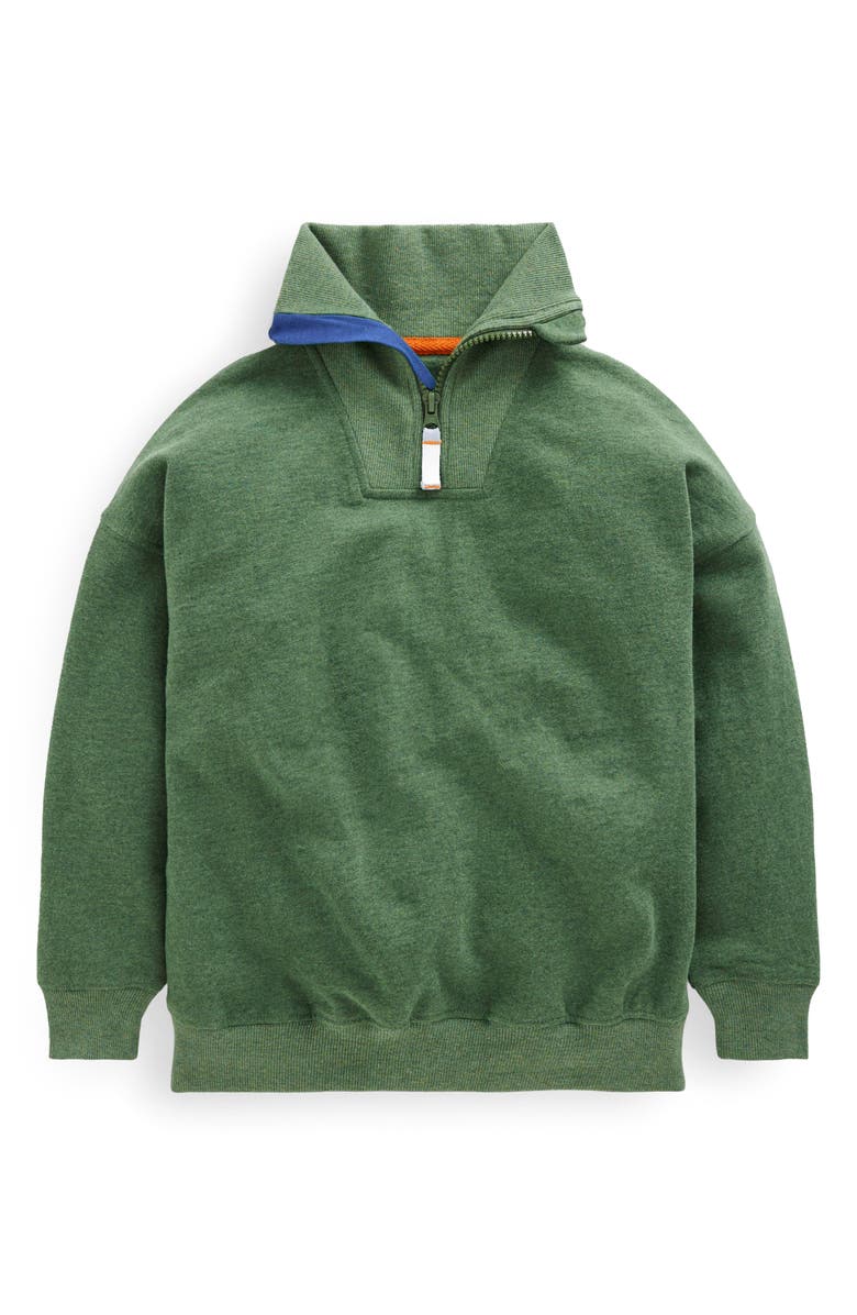 Boden Cotton Half Zip Sweatshirt, Main, color, Green Marl
