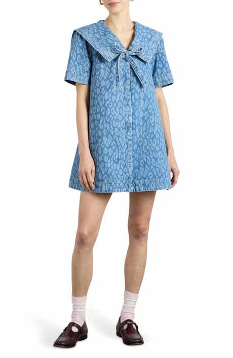 Damson Madder Goldie Leopard Laster Denim A-Line Dress