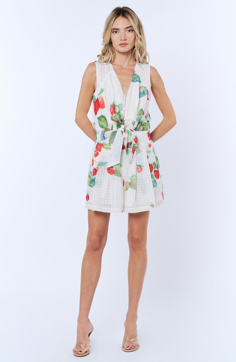 CIEBON Dale Strawberry Print Minidress, Alternate, color, Off White Multi