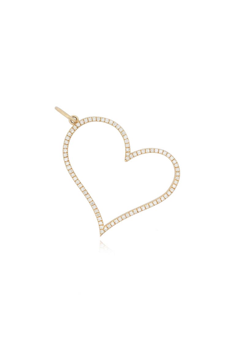 Diamond Slanted Open Heart Charm, Main, color, Yellow Gold