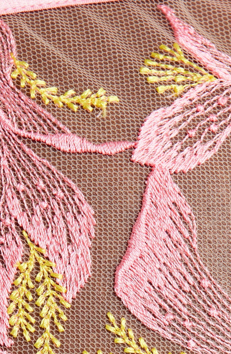 Bluebella Patrice Embroidered Bikini Briefs, Alternate, color, Pink/ Blazing Yellow