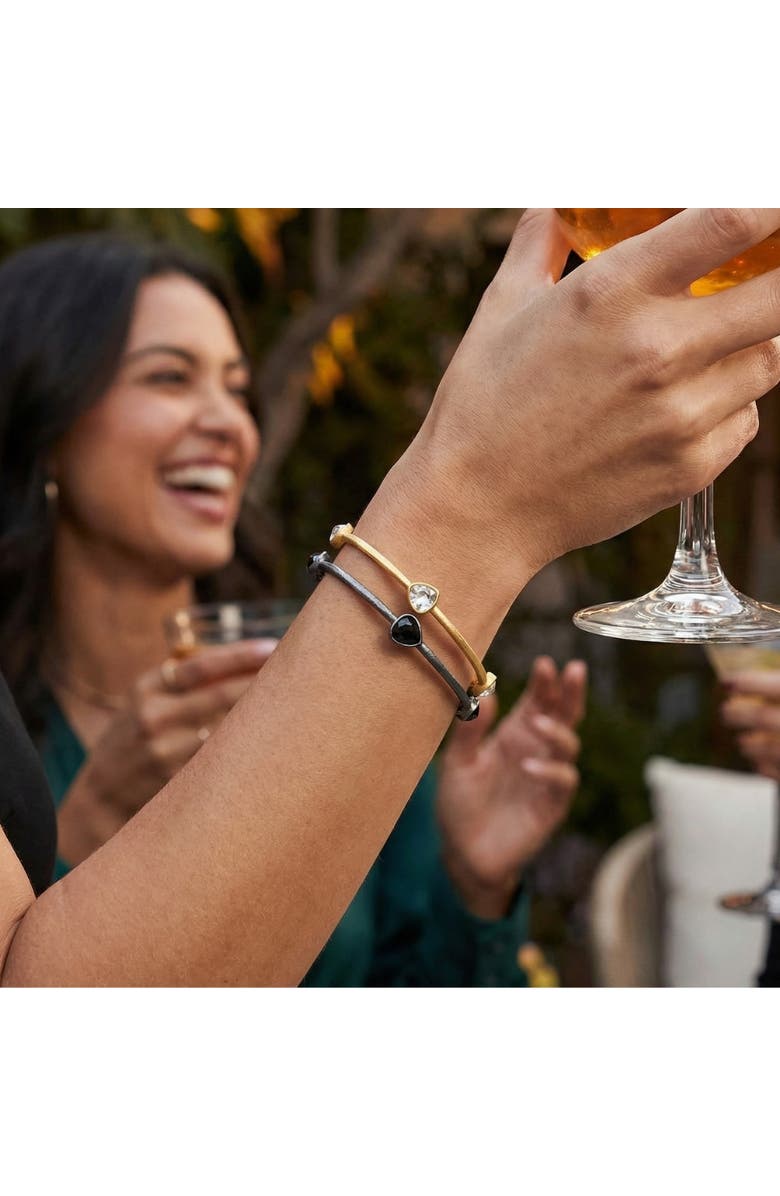 Bliss Diamond 18K Gold Plated Silver Set Of Two Onyx/Topaz Bangle Bracelet 2mm, Alternate, color, 18K Yellow Gold