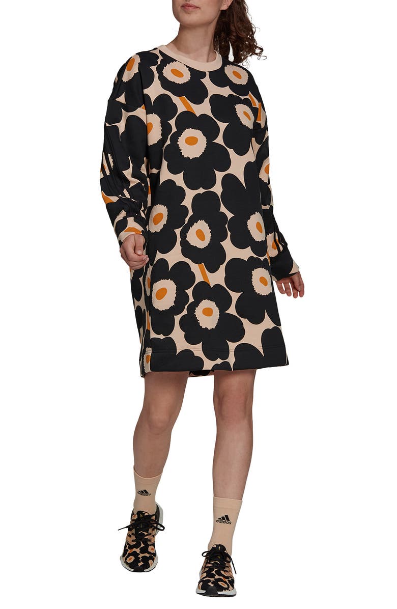 adidas x Marimekko Long Sleeve Fleece Dress, Main, color,