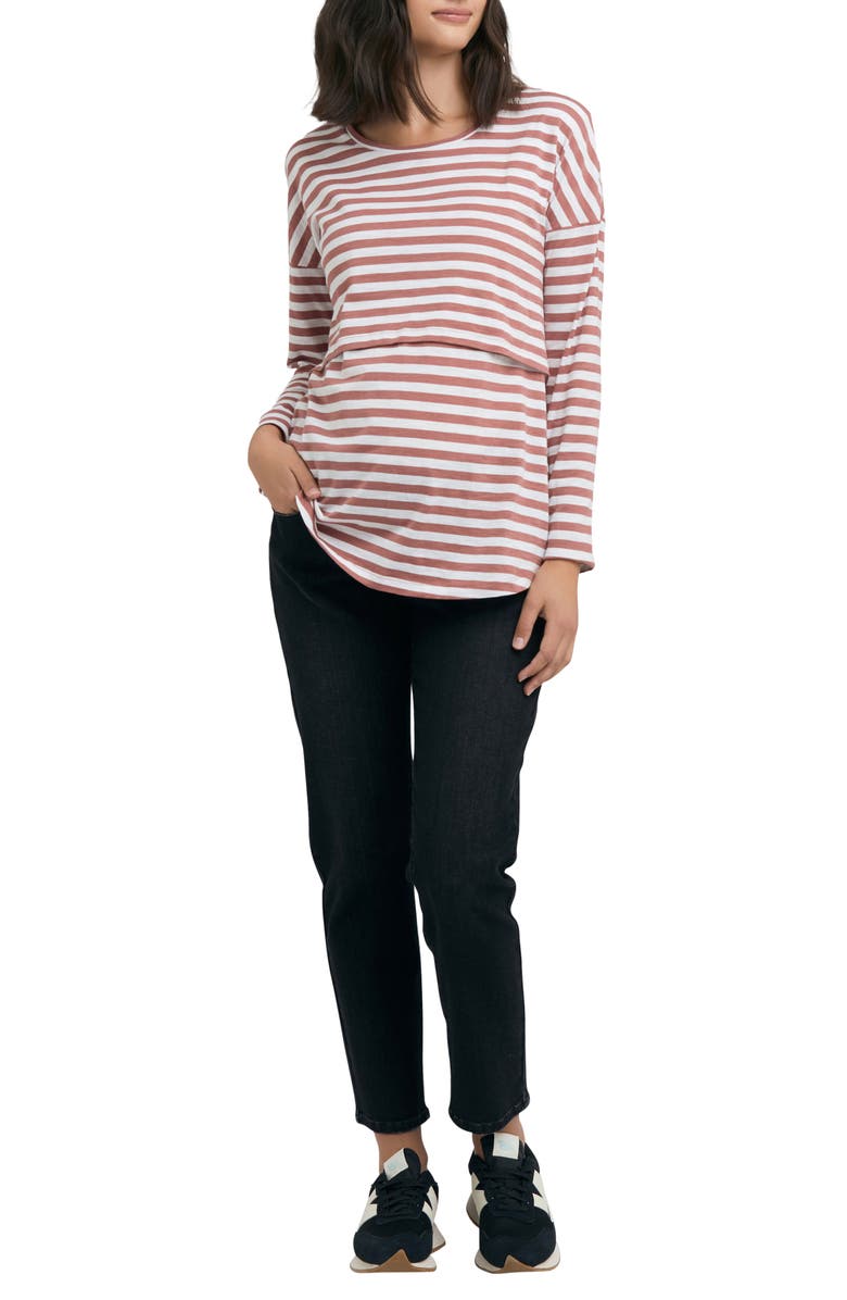 Ripe Maternity Lionel Stripe Long Sleeve Maternity/Nursing T-Shirt, Alternate, color, 