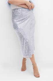 City Chic Sequin Midi Skirt