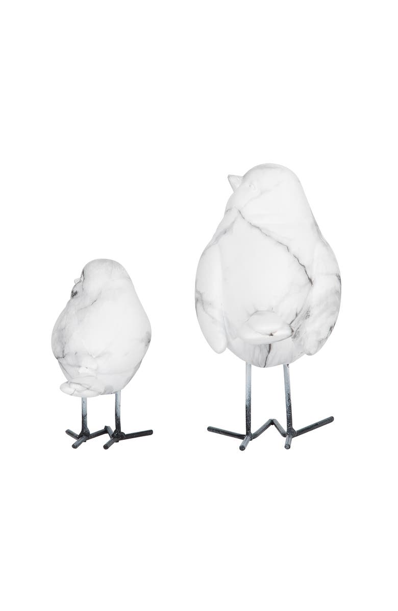 Transpac 6.5 Inch White Spring Faux Marble Bird Set of 2 Decorative Objects Polyresin Home Decor, Alternate, color, White