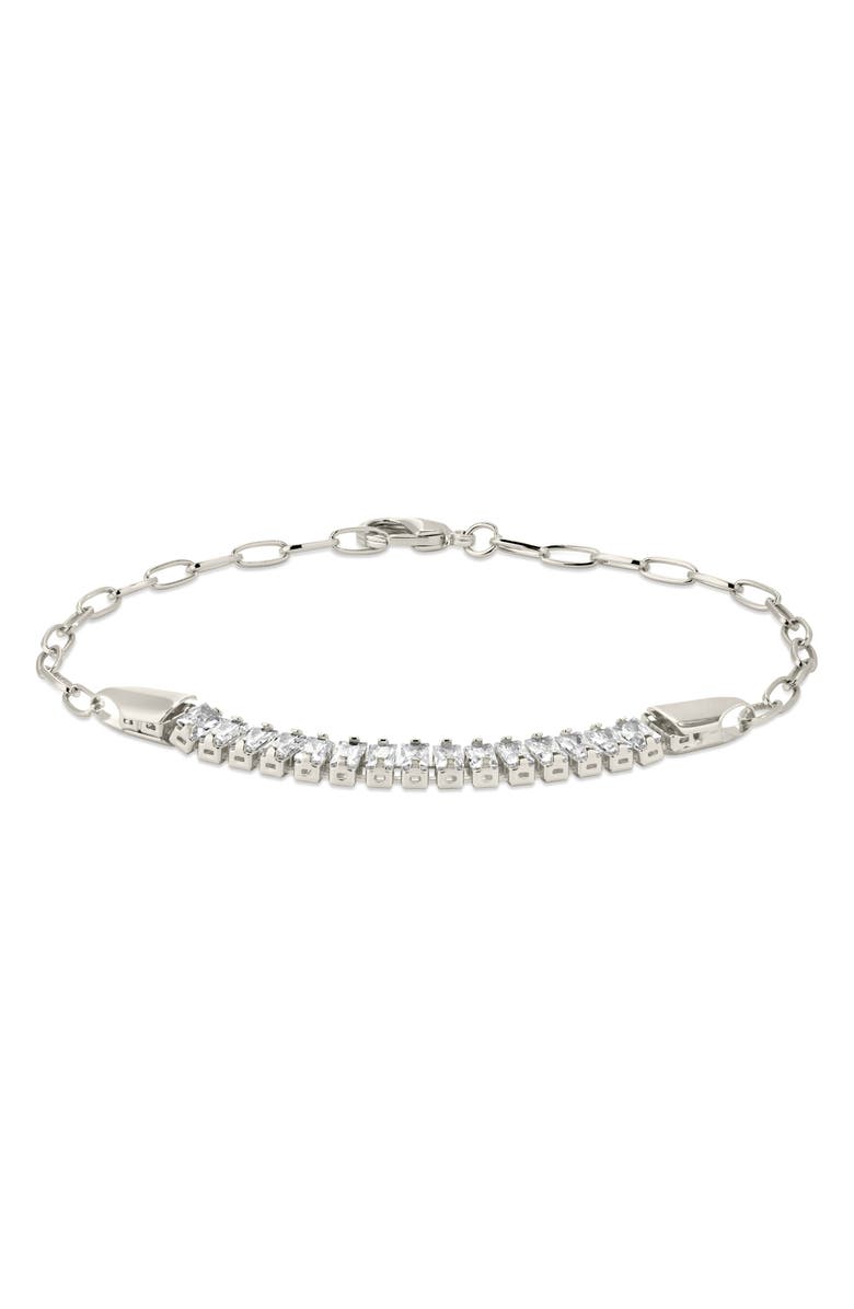 Sterling Forever Mackenna Baguette Cubic Zirconia Bracelet, Main, color,