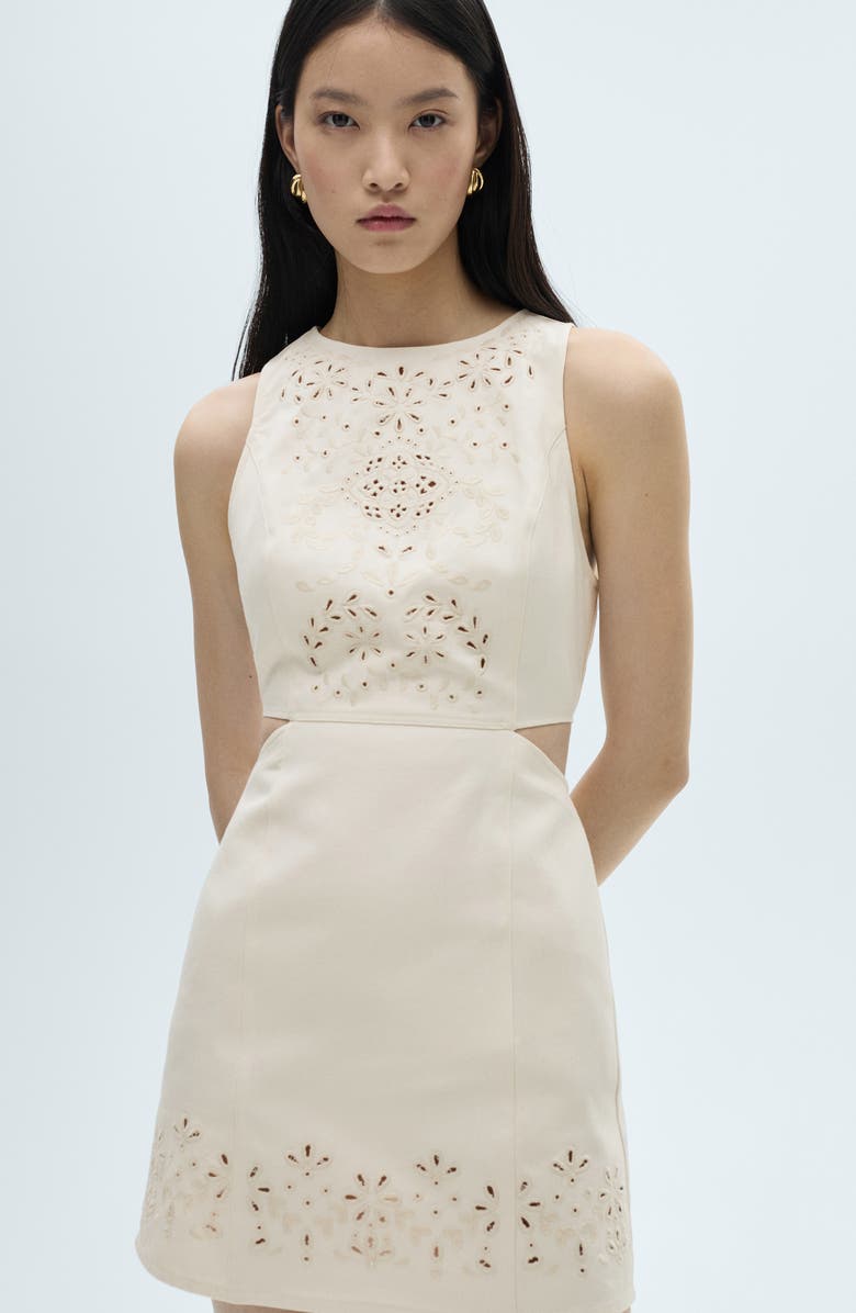 MANGO Openwork Eyelet Cutout Dress, Alternate, color, 