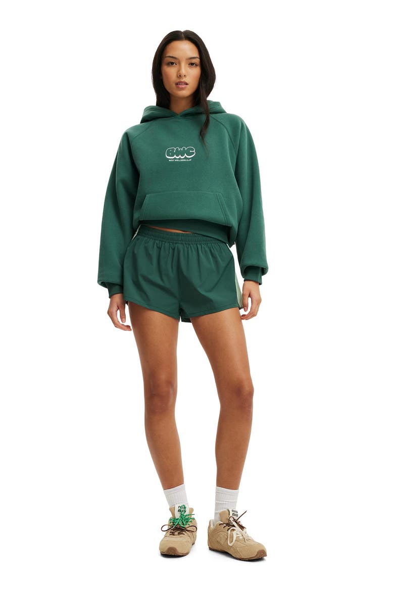 Women's Active Plush Premium Graphic Raglan Hoodie, Alternate, color, Bistro Green Body Wellness