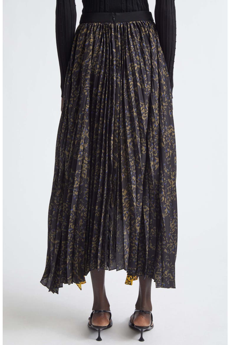 Paulina Pleated Georgette Midi Skirt, Alternate, color, GOLD/ BLACK MULTI