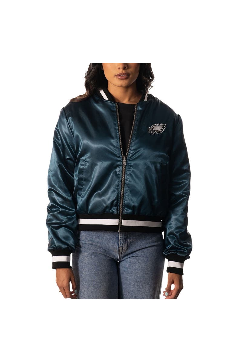 THE WILD COLLECTIVE Women's The Wild Collective Midnight Green/Black Philadelphia Eagles Reversible Sherpa Full-Zip Bomber Jacket, Main, color, 