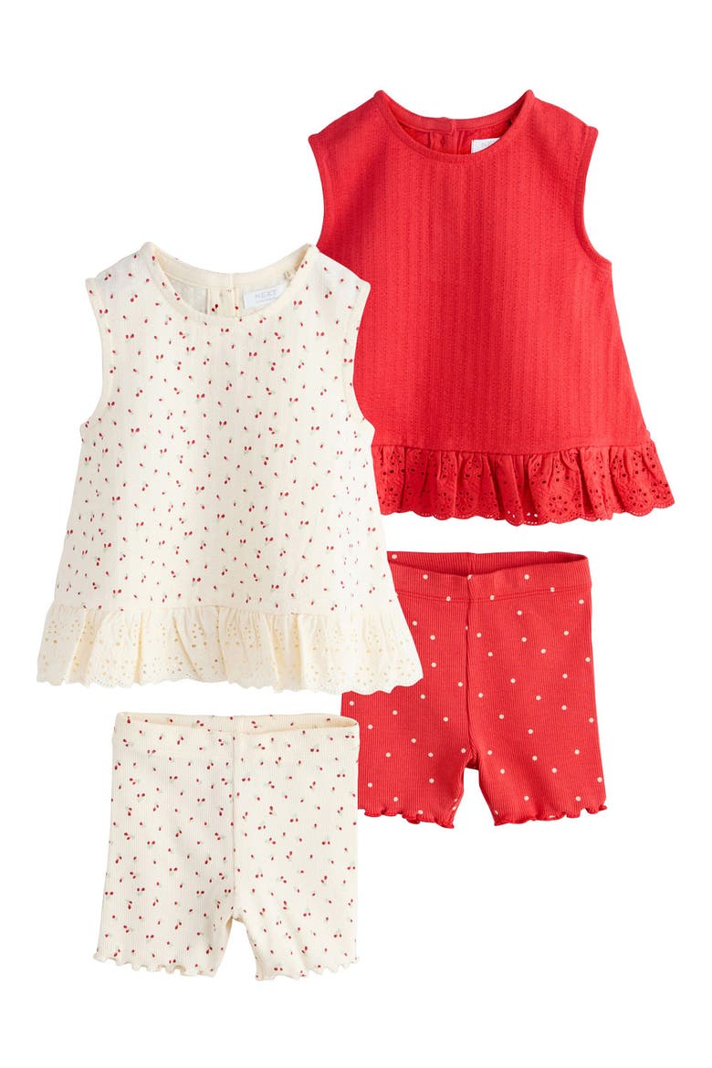 Kids' 4-Pack Sleeveless Shirt & Shorts Set, Main, color, RED MULTI